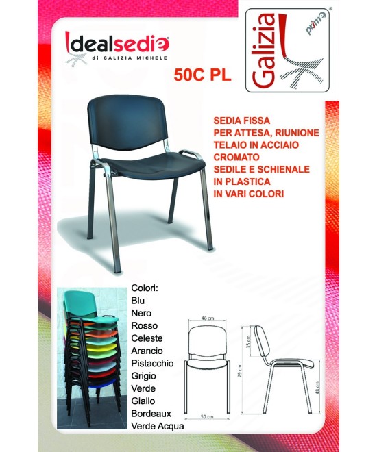 50C PL SEDIA FISSA IN PLASTICA CON TELAIO CROMATO