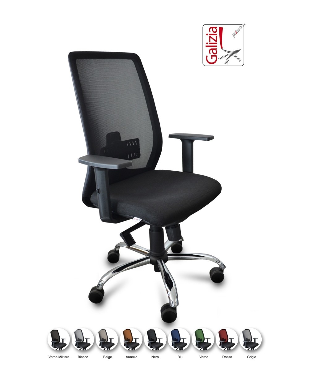 BROWN C SEDIA DIREZIONALE CON SCHIENALE IN RETE E BASE CROMATA