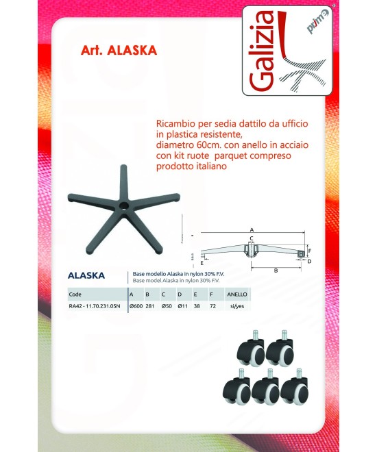BASE IN PLASTICA NERA D.600 + RT IN GOMMA