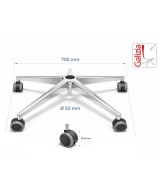 BASE ALLUMINIO 700mm + RUOTE IN GOMMA ANTRACITE 65MM.