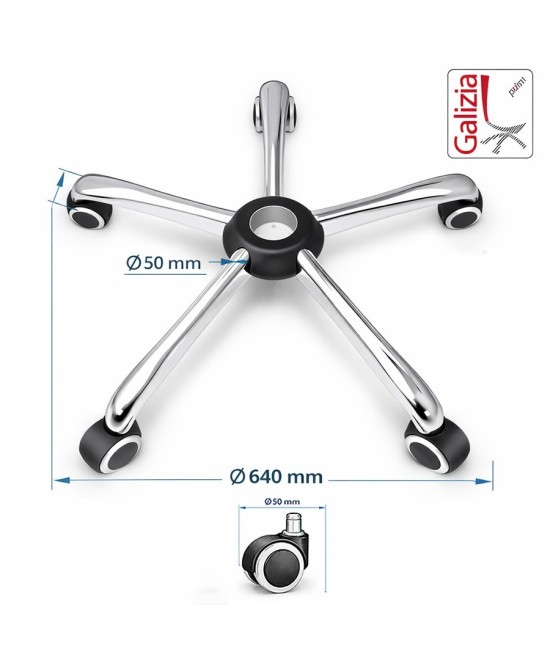 BASE CROMATA 640mm + RUOTE IN GOMMA