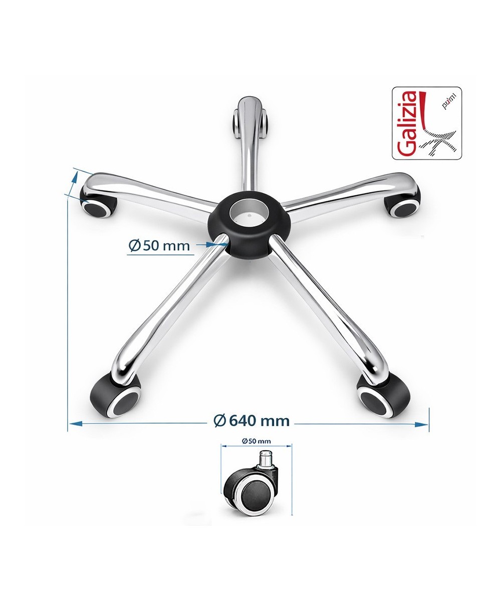 BASE CROMATA 640mm + RUOTE IN GOMMA