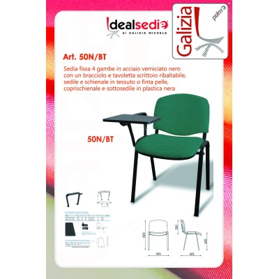 50N BT SEDIA FISSA  RIVESTITA CON TELAIO IN ACCIAIO NERO CON TAVOLETTA E SCRITTOIO