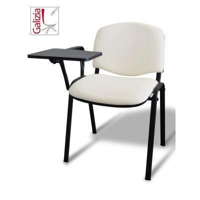 50N BT SEDIA FISSA  RIVESTITA CON TELAIO IN ACCIAIO NERO CON TAVOLETTA E SCRITTOIO