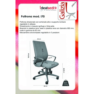 I70 SEDIA DIREZIONALE RIVESTITA CON SUPPORTO LOMBARE