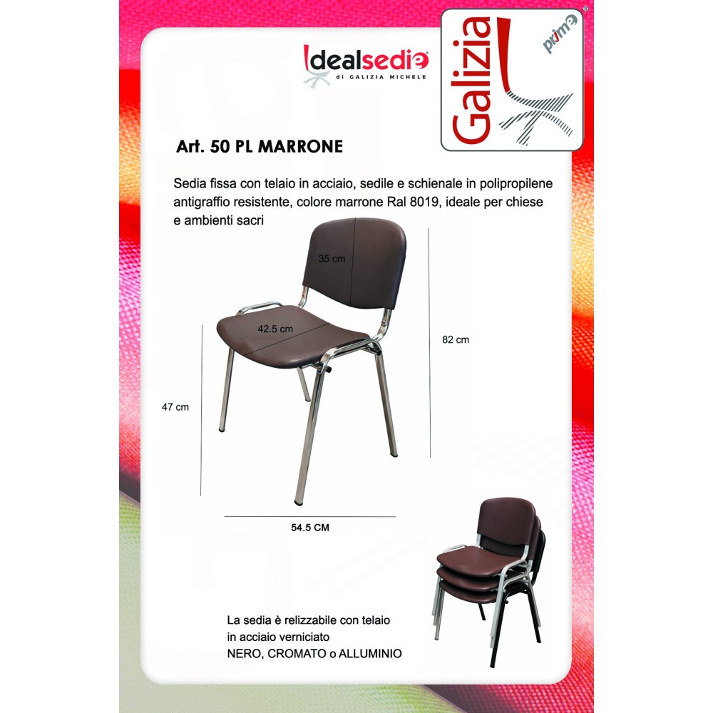 SEDIA FISSA IN PLASTICA PER CHIESE E AMBIENTI SACRI