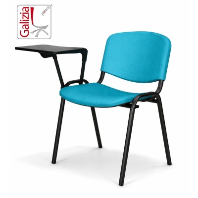 50N PL BT SEDIA FISSA IN PLASTICA CON SCRITTOIO E TELAIO IN ACCIAO VERNICIATO NERO