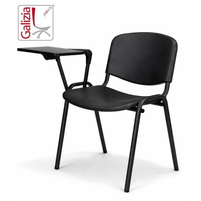 50N PL BT SEDIA FISSA IN PLASTICA CON SCRITTOIO E TELAIO IN ACCIAO VERNICIATO NERO