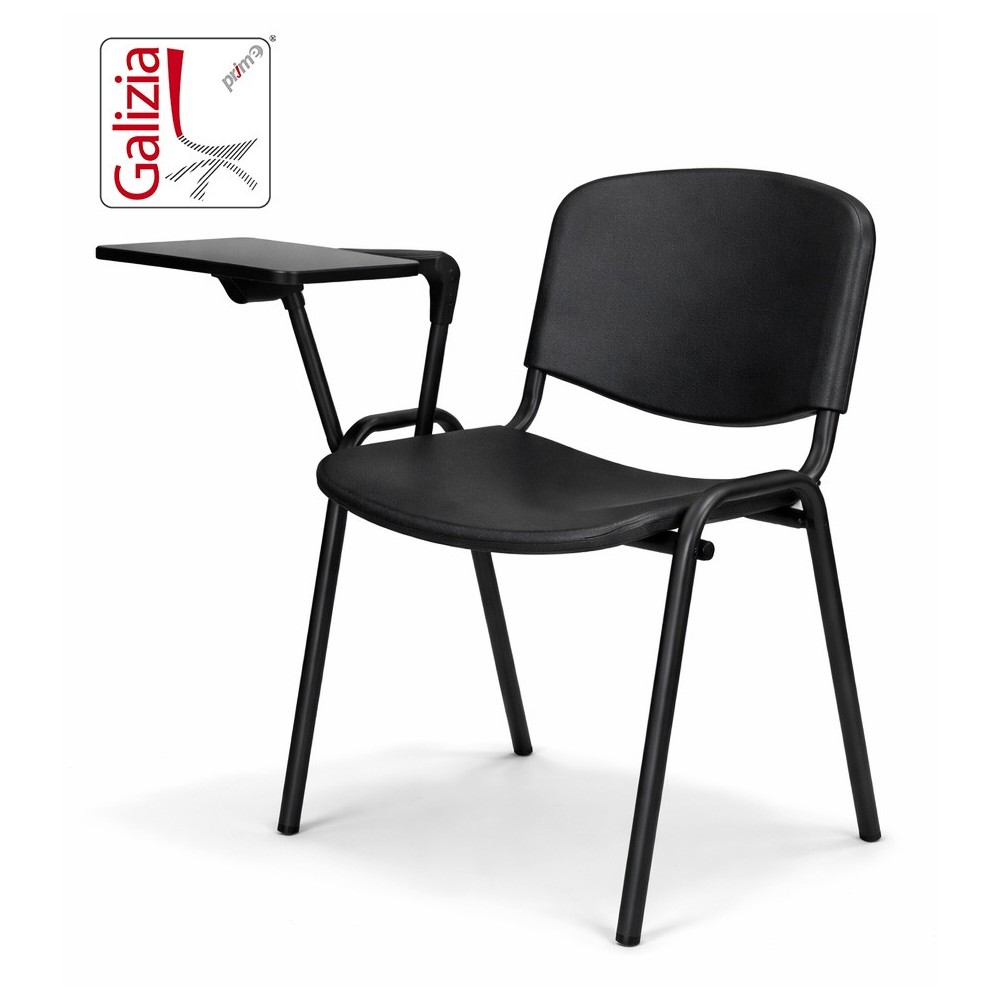 50N PL BT SEDIA FISSA IN PLASTICA CON SCRITTOIO E TELAIO IN ACCIAO VERNICIATO NERO