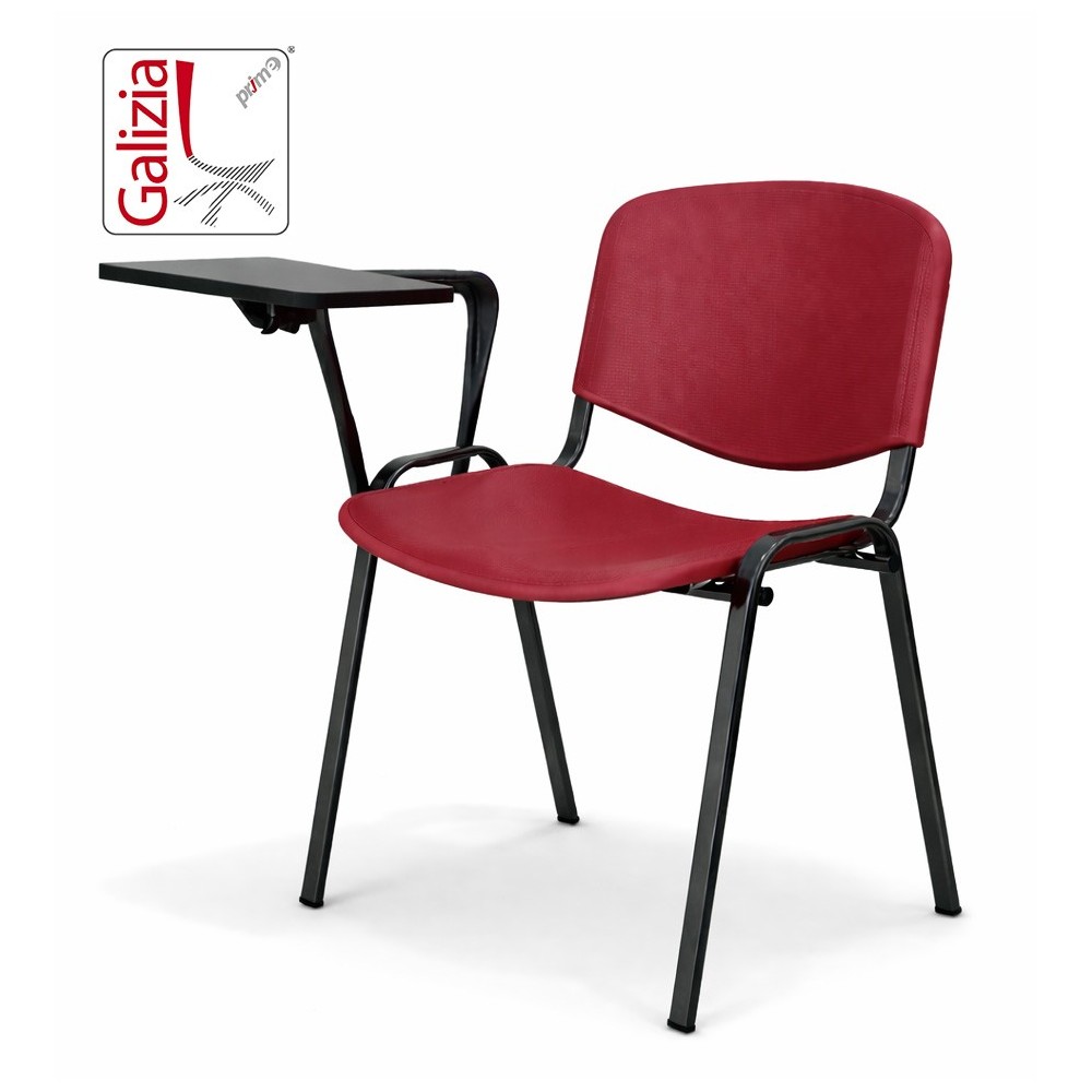 50N PL BT SEDIA FISSA IN PLASTICA CON SCRITTOIO E TELAIO IN ACCIAO VERNICIATO NERO