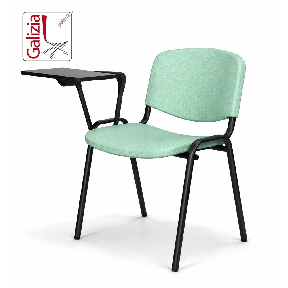 50N PL BT SEDIA FISSA IN PLASTICA CON SCRITTOIO E TELAIO IN ACCIAO VERNICIATO NERO