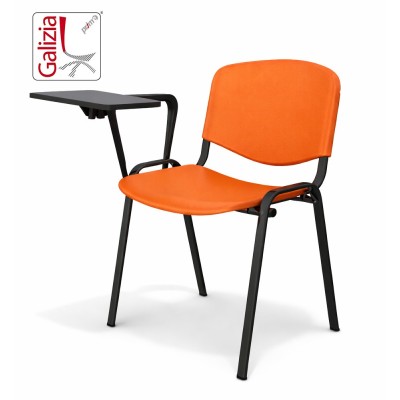 50N PL BT SEDIA FISSA IN PLASTICA CON SCRITTOIO E TELAIO IN ACCIAO VERNICIATO NERO