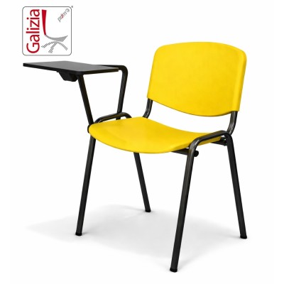 50N PL BT SEDIA FISSA IN PLASTICA CON SCRITTOIO E TELAIO IN ACCIAO VERNICIATO NERO