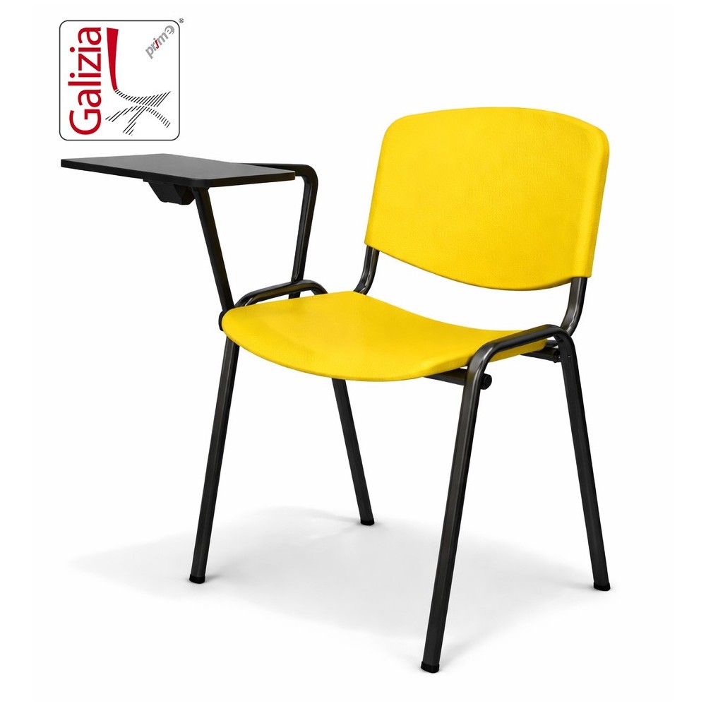 50N PL BT SEDIA FISSA IN PLASTICA CON SCRITTOIO E TELAIO IN ACCIAO VERNICIATO NERO