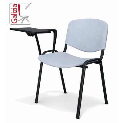 50N PL BT SEDIA FISSA IN PLASTICA CON SCRITTOIO E TELAIO IN ACCIAO VERNICIATO NERO
