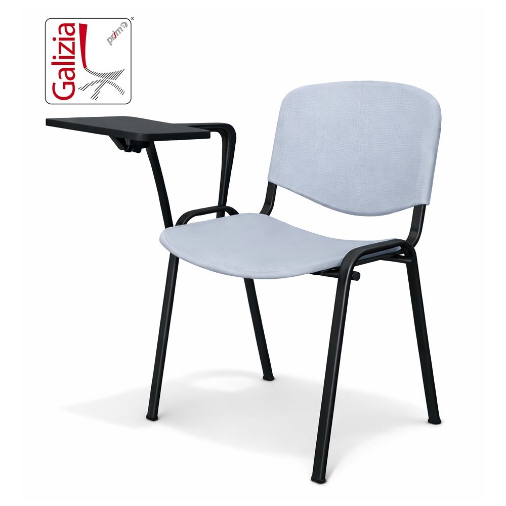 50N PL BT SEDIA FISSA IN PLASTICA CON SCRITTOIO E TELAIO IN ACCIAO VERNICIATO NERO