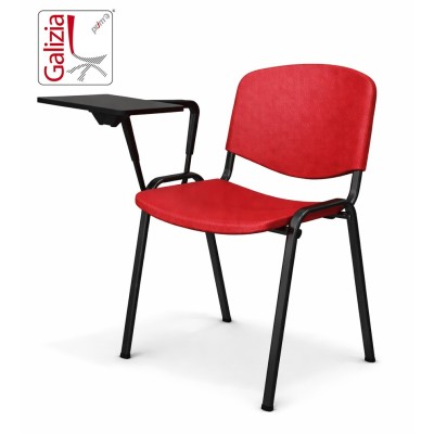 50N PL BT SEDIA FISSA IN PLASTICA CON SCRITTOIO E TELAIO IN ACCIAO VERNICIATO NERO