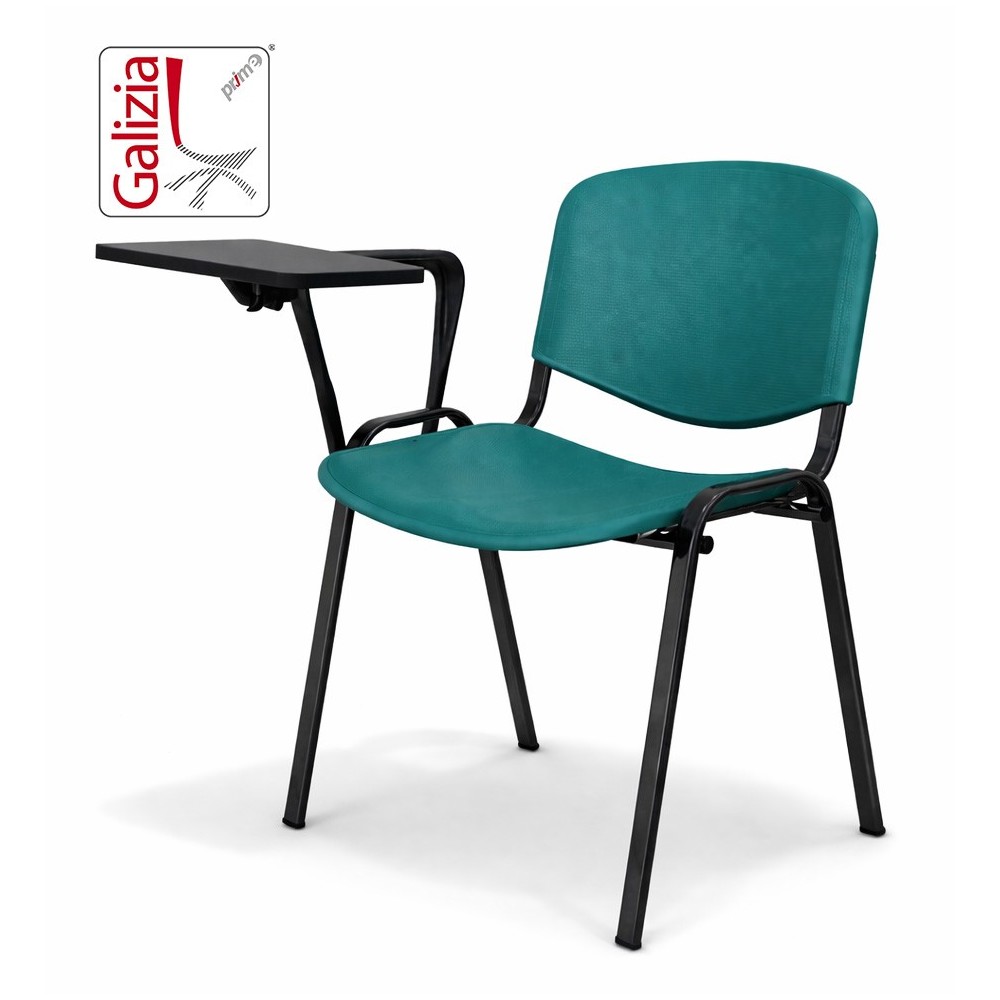 50N PL BT SEDIA FISSA IN PLASTICA CON SCRITTOIO E TELAIO IN ACCIAO VERNICIATO NERO