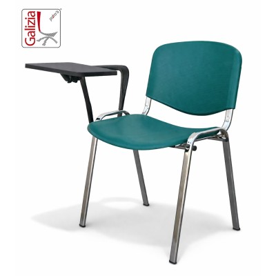50C PL BT SEDIA FISSA IN PLASTICA CON SCRITTOIO E TELAIO CROMATO