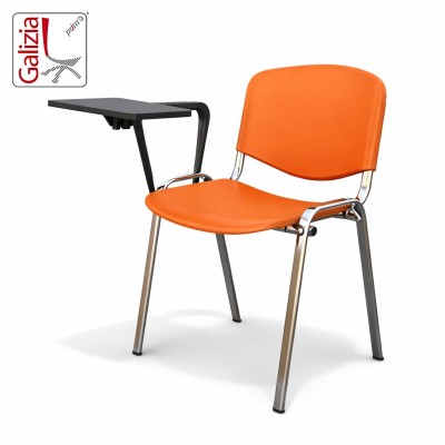 50C PL BT SEDIA FISSA IN PLASTICA CON SCRITTOIO E TELAIO CROMATO