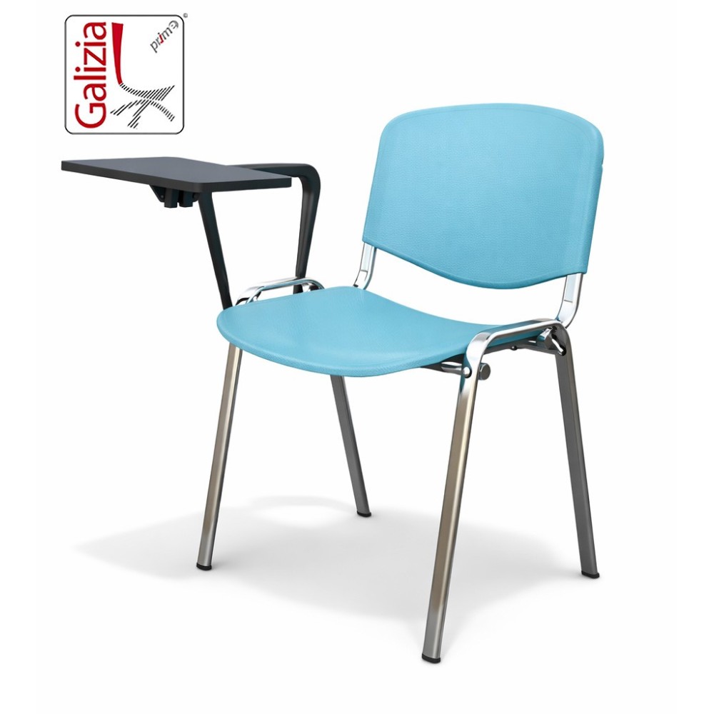 50C PL BT SEDIA FISSA IN PLASTICA CON SCRITTOIO E TELAIO CROMATO