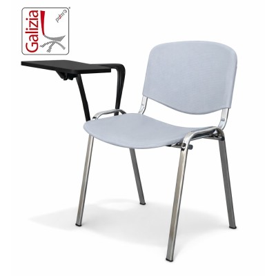 50C PL BT SEDIA FISSA IN PLASTICA CON SCRITTOIO E TELAIO CROMATO