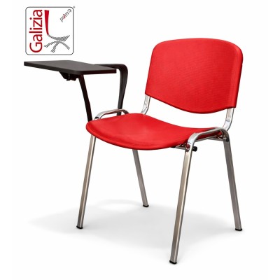 50C PL BT SEDIA FISSA IN PLASTICA CON SCRITTOIO E TELAIO CROMATO