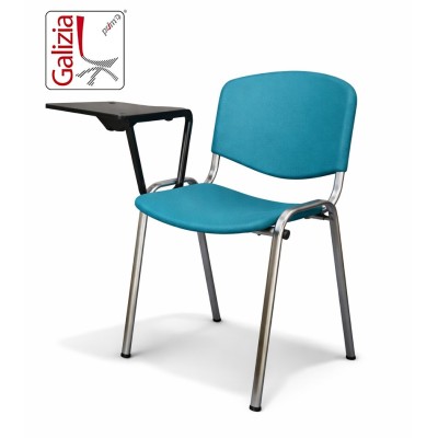 50C PL BT SEDIA FISSA IN PLASTICA CON SCRITTOIO E TELAIO CROMATO