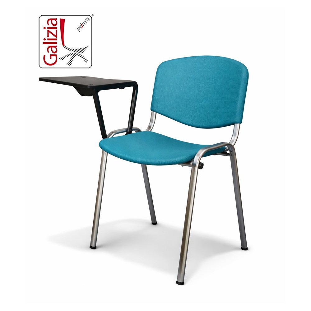 50C PL BT SEDIA FISSA IN PLASTICA CON SCRITTOIO E TELAIO CROMATO