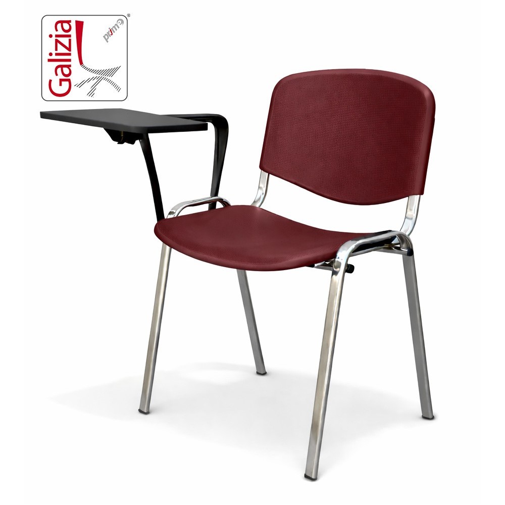 50C PL BT SEDIA FISSA IN PLASTICA CON SCRITTOIO E TELAIO CROMATO