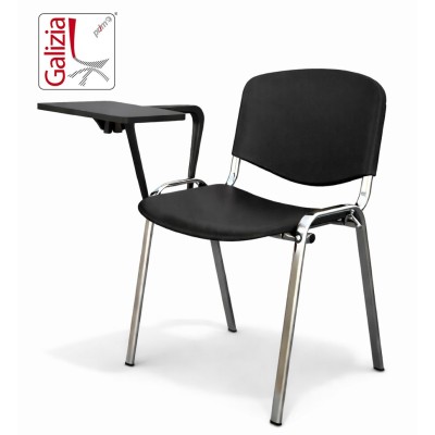 50C PL BT SEDIA FISSA IN PLASTICA CON SCRITTOIO E TELAIO CROMATO