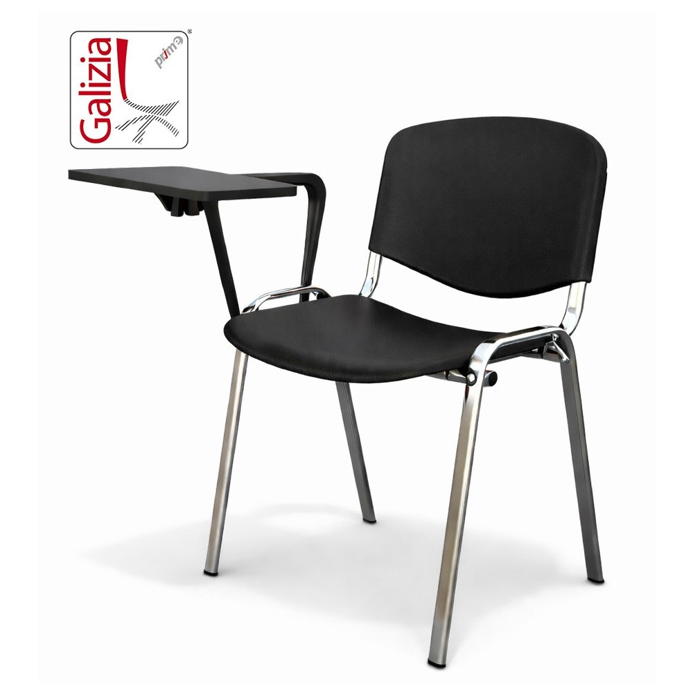 50C PL BT SEDIA FISSA IN PLASTICA CON SCRITTOIO E TELAIO CROMATO