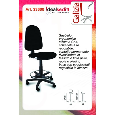 S3300 SGABELLO ALTO CON SCHIENALE ALTO E POGGIAPIEDI