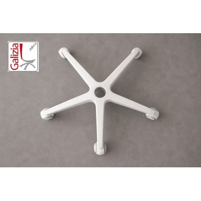 BASE IN PLASTICA  BIANCA  680 mm + RUOTE  IN GOMMA BIANCHE PERNO 11 mm