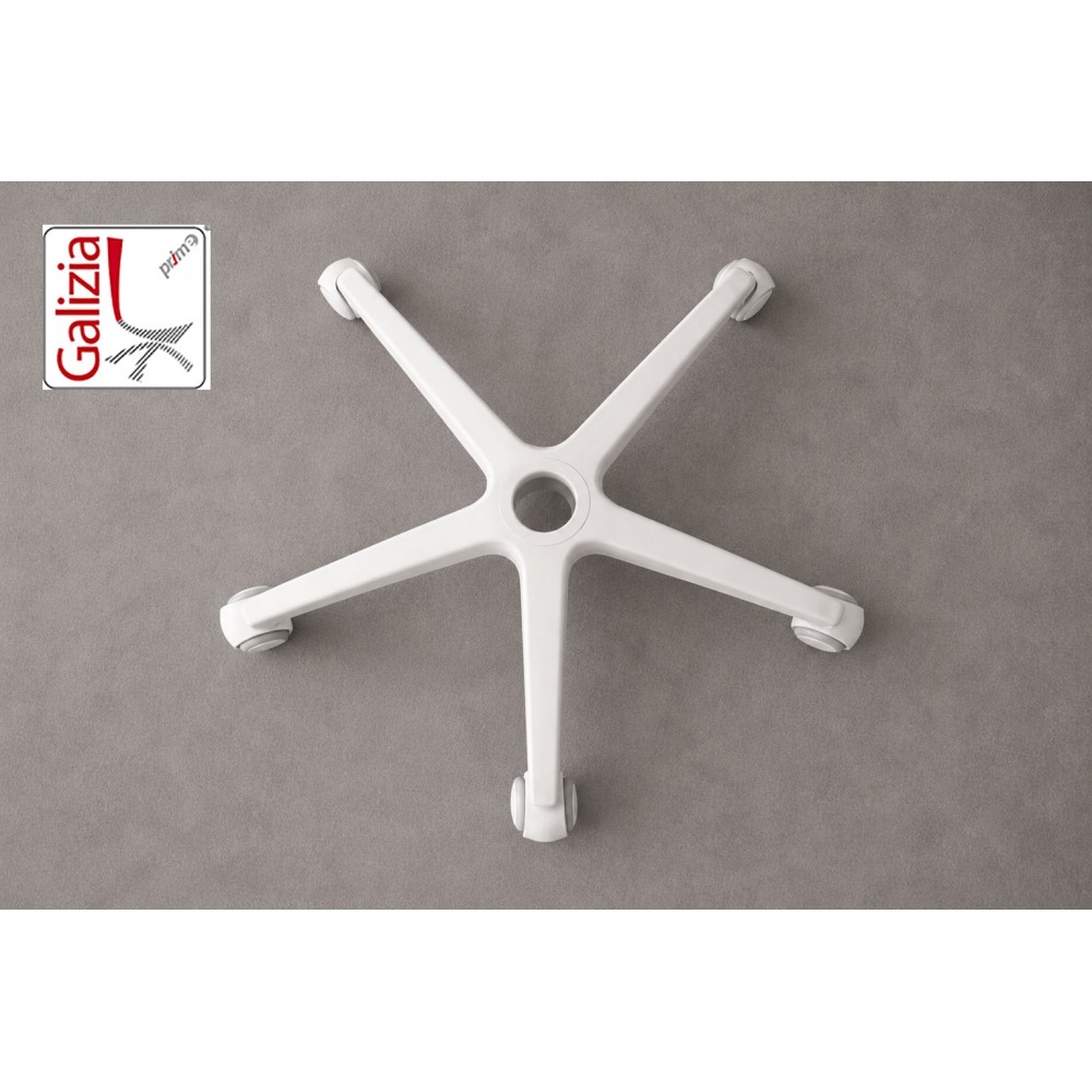 BASE IN PLASTICA  BIANCA  680 mm + RUOTE  IN GOMMA BIANCHE PERNO 11 mm