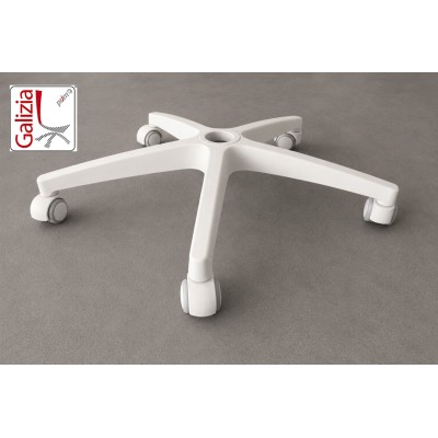 BASE IN PLASTICA  BIANCA  680 mm + RUOTE  IN GOMMA BIANCHE PERNO 11 mm
