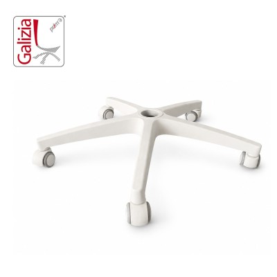 BASE IN PLASTICA  BIANCA  680 mm + RUOTE  IN GOMMA BIANCHE PERNO 11 mm