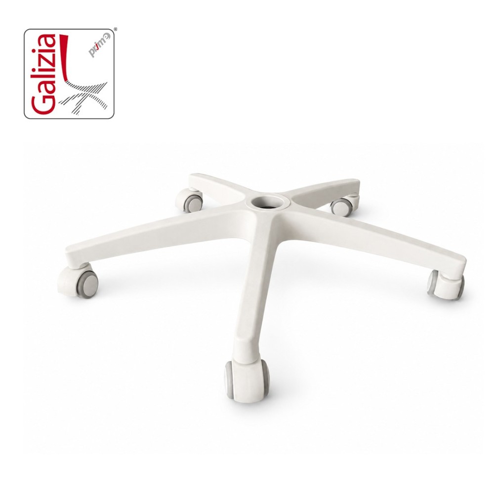 BASE IN PLASTICA  BIANCA  680 mm + RUOTE  IN GOMMA BIANCHE PERNO 11 mm
