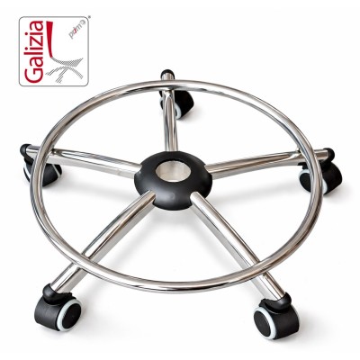BASE CROMATA CON POGGIAPIEDI D. 550 mm + RUOTE IN GOMMA