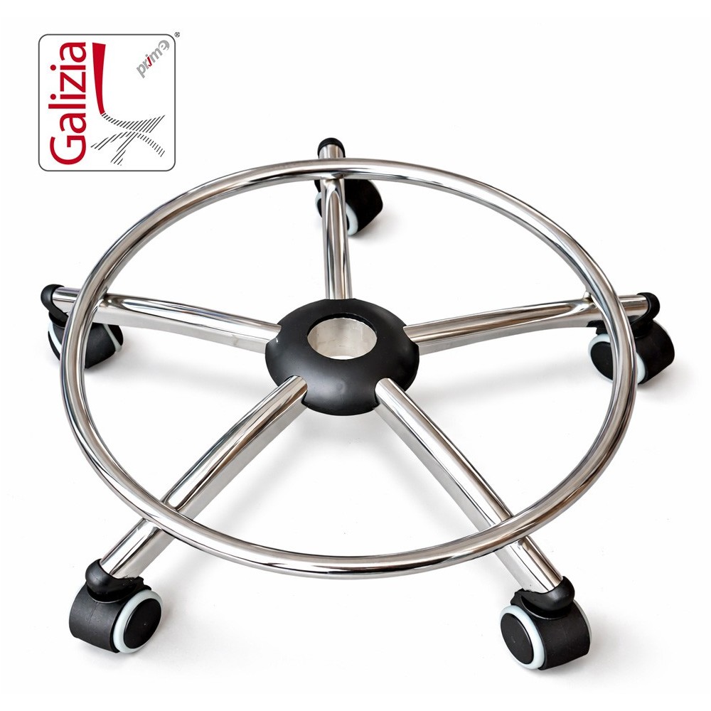 BASE CROMATA CON POGGIAPIEDI D. 550 mm + RUOTE IN GOMMA
