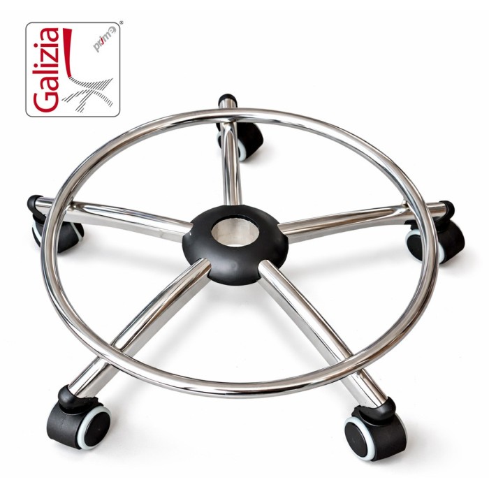 BASE CROMATA CON POGGIAPIEDI D. 550 mm + RUOTE IN GOMMA
