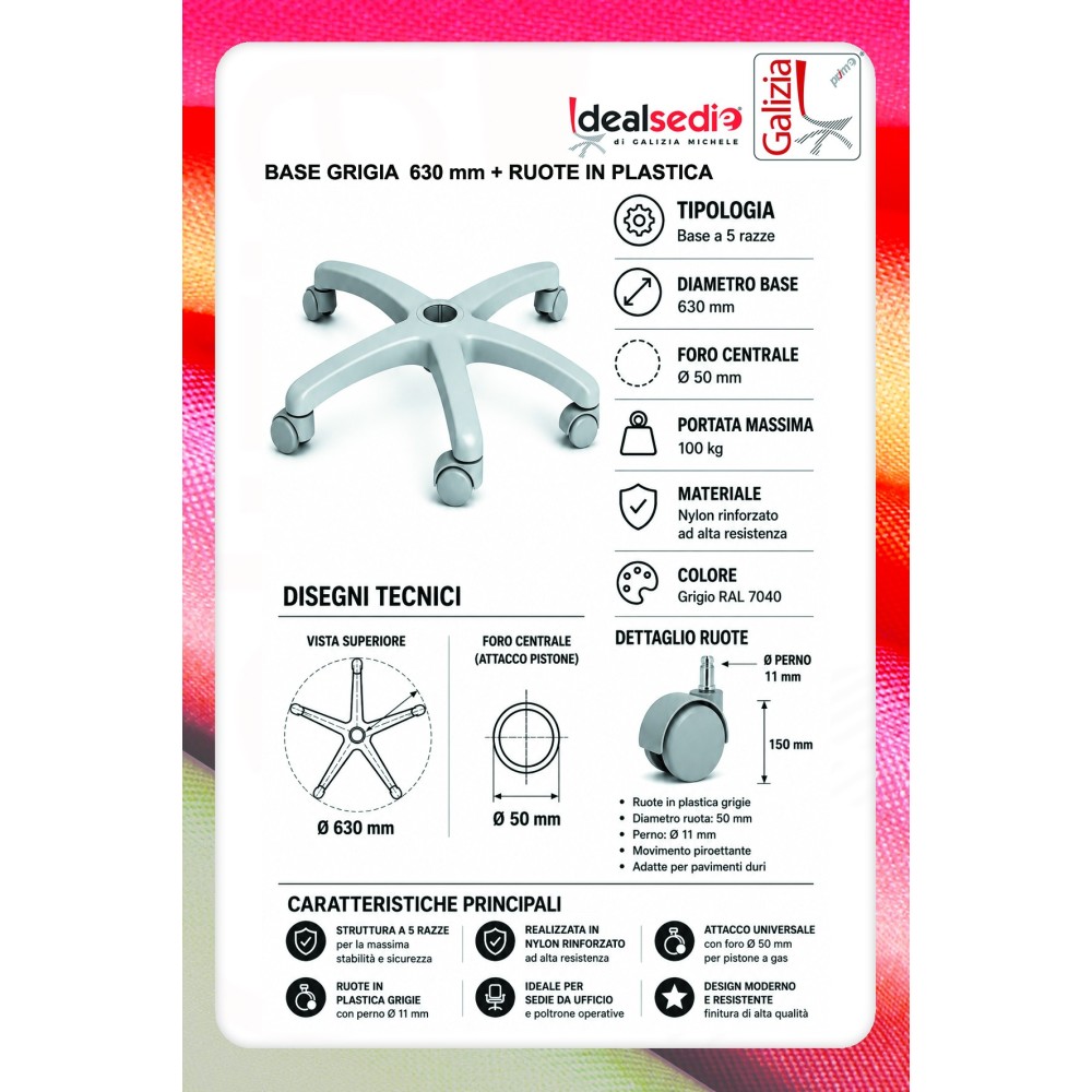 BASE IN PLASTICA GRIGIA D.630 mm