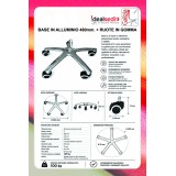 BASE IN ALLUMINIO D.480mm + RUOTE IN GOMMA