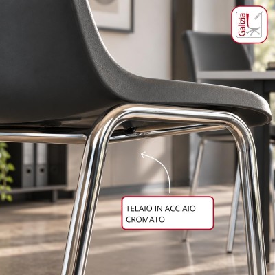 VIENNA  C  SEDIA FISSA IN PLASTICA CON TELAIO CROMATO