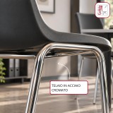 VIENNA  C  SEDIA FISSA IN PLASTICA CON TELAIO CROMATO