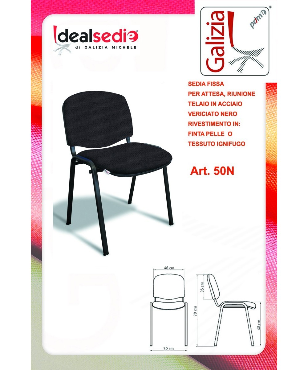 50N SEDIA FISSA  RIVESTITA CON TELAIO IN ACCIAIO NERO