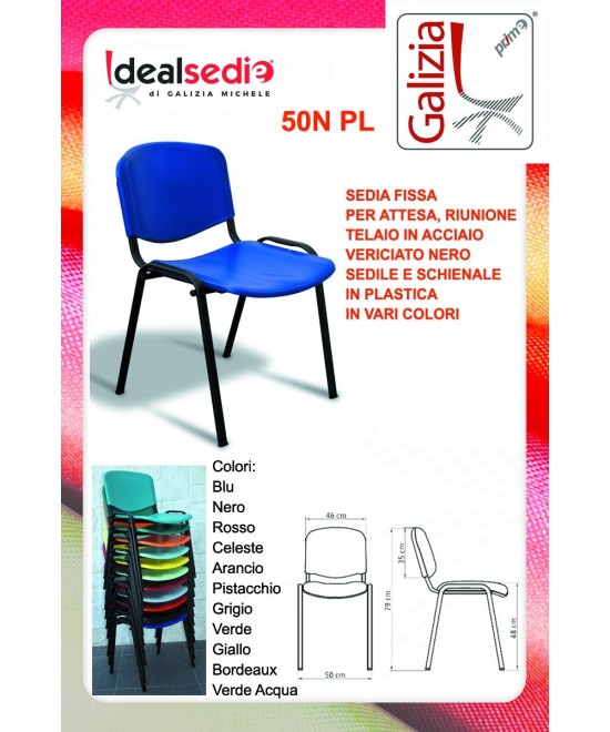 50N PL SEDIA FISSA IN PLASTICA CON TELAIO NERO