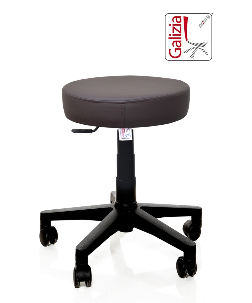 S11N SGABELLO BASSO  IN FINTA PELLE CON BASE IN PLASTICA NERA