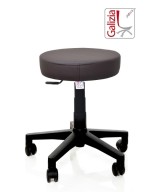 S11N SGABELLO BASSO  IN FINTA PELLE CON BASE IN PLASTICA NERA