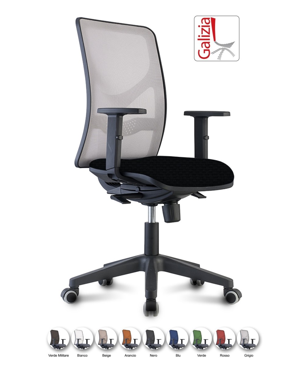 Y9 SEDIA ERGONOMICA CON SCHIENALE IN RETE E SUPPORTO LOMBARE